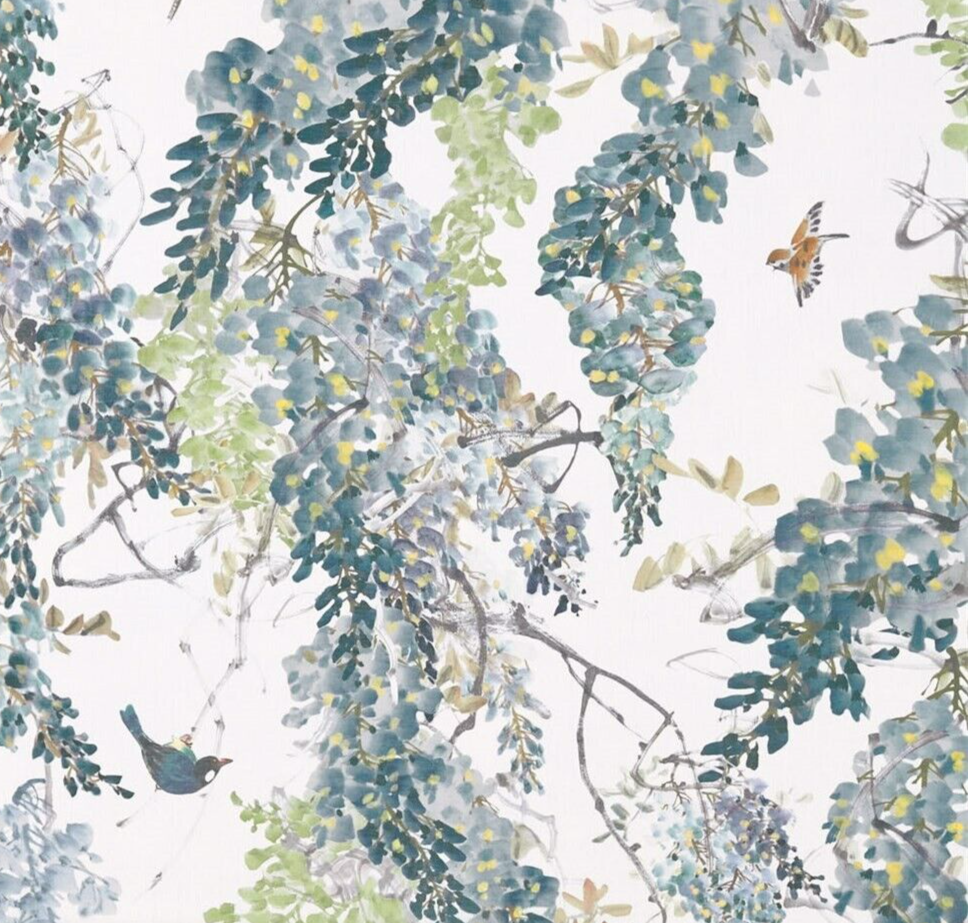 Sanderson Wisteria Falls Linen Fabric 137x167cm Mineral for sale