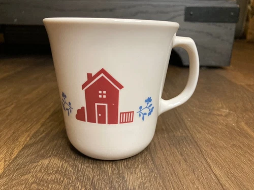 Corelle Hometown 3.5”in Individual Coffee Tea Cup Mug Red Heart House Flowers