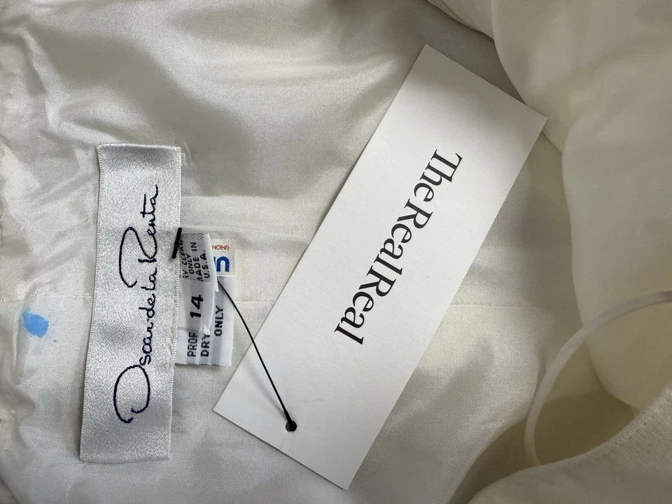 Pantalones Oscar de la Renta Lana Crema Pierna Ancha, Dobladillo Sin Acabar, Talla 14 Foto 3 de 4