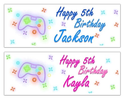 PERSONALISIERTE GEBURTSTAGSBANNER GAMING GAMER NAME WANDDEKO KINDER 