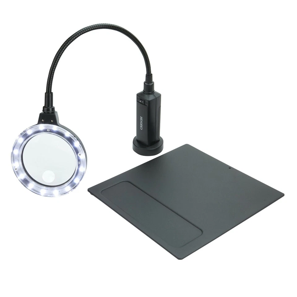 LED Lighted Magnifier/Magnetic Base 2x Power Gooseneck Flexible Carson MagniFlex - Image 2 of 4