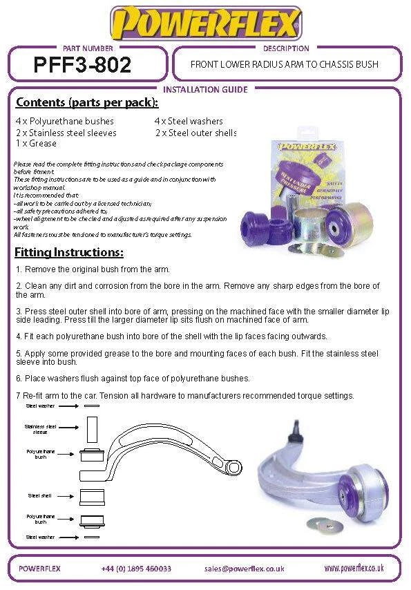 Powerflex Avant Inférieur Rayon Bras À Châssis Moyeu pour Audi A5 2007-2016 - Photo 4/4