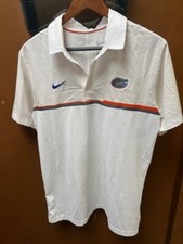 Florida Gators UF Nike Dri-Fit Polo Shirt Men's White Short Sleeve Golf Size Med