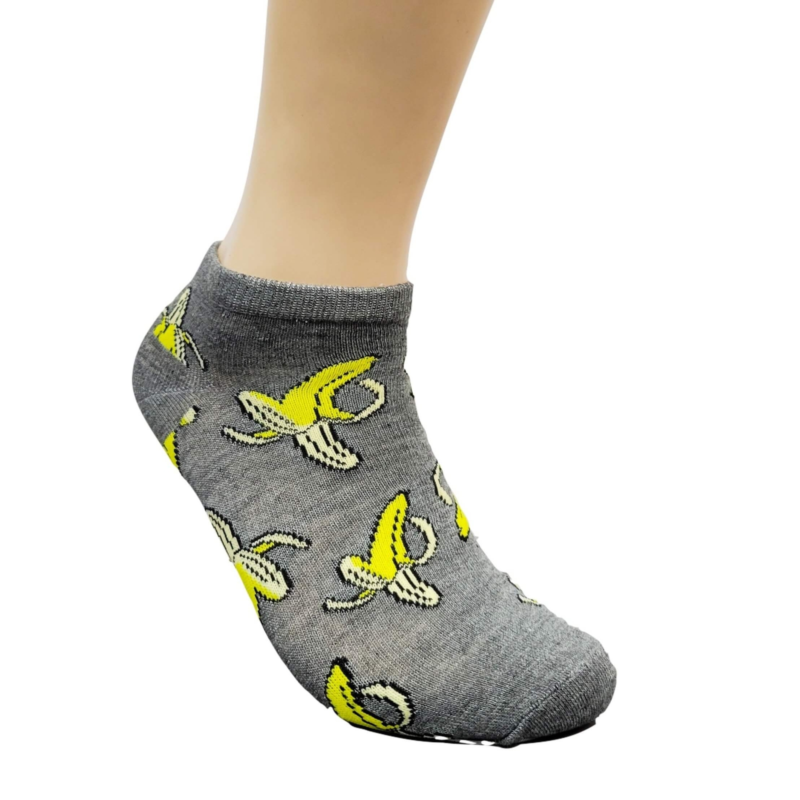 Banana Patterned Ankle Socks (Adult Medium) - Gray