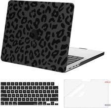 Compatible with MacBook Pro 14 inch Case Leopard Grain Shell, Keyboard Cover, Fi