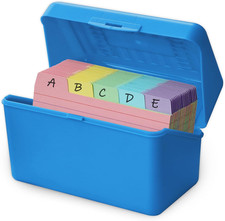 3x5 Index Card Holder Box with 100 Cards Dividers Tabs 3"x 5", Blue