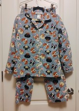 Soft blue/white/tan/brown 100 cotton flannel Pajama Mania pajamas with dogs. M.