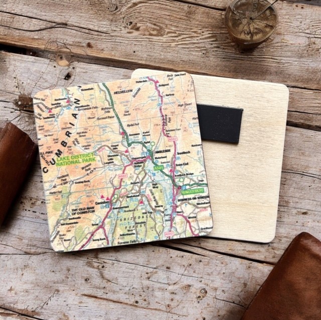 OS Map Wooden Square Magnet  Lake District National Park 5060995492896 - Image 2