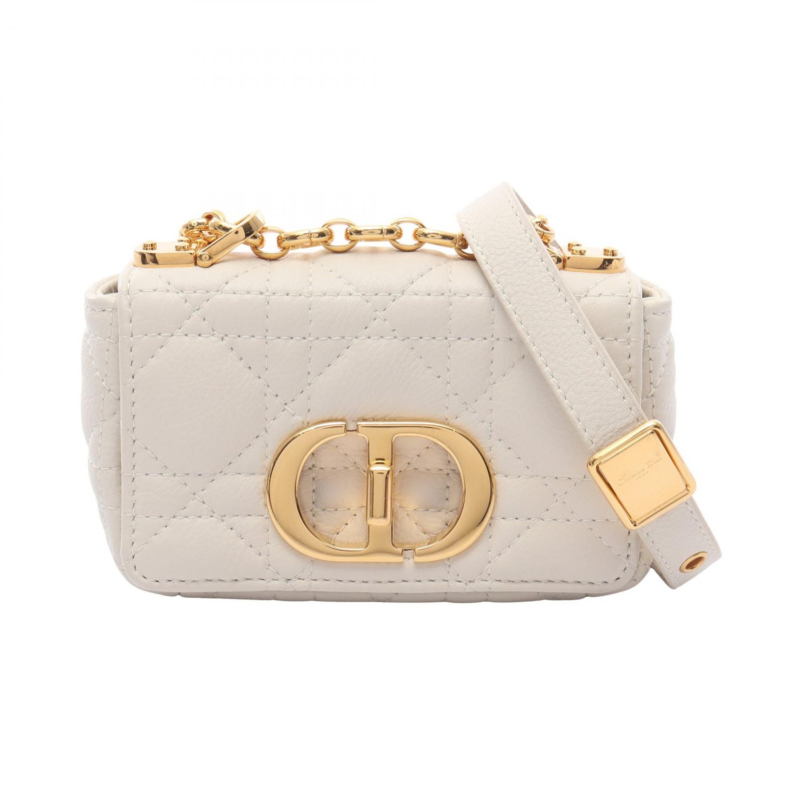 Dior 30 Montaigne Leather Shoulder Bag White CD GHW Pre-Owned