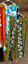 Vintage 60-70's Size S/M Bright Floral Cotton Barkcloth Muu Dresses and More