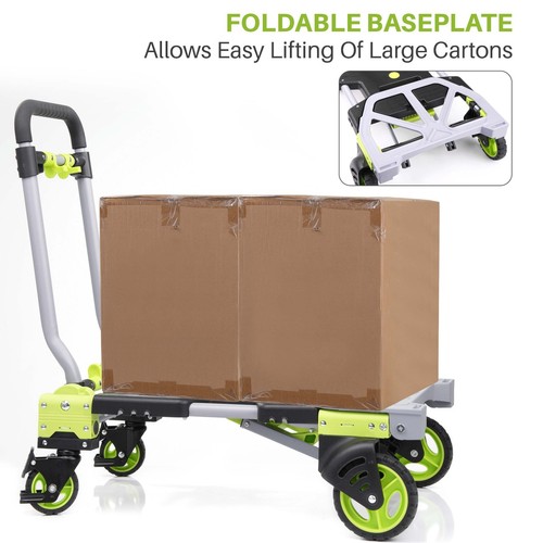 2-in-1 Hand Sack Truck Trolley, Folding Platform Cart Dolly, 120kg Load Capacity - Picture 9 of 21