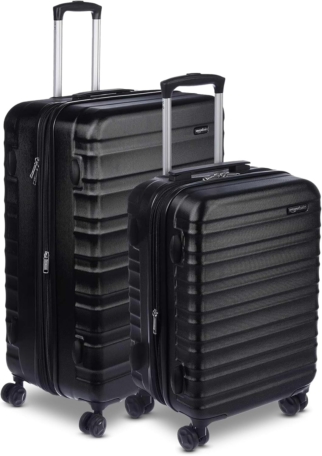 Expandable 2-Piece Hardside Luggage Set with Spinner Wheels, Black