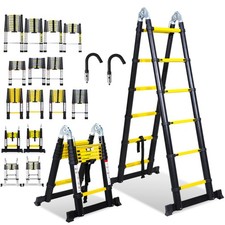 Teleskopleiter Mehrzweckleiter Stehleiter leiter ausziehbar Haken Rutschfester