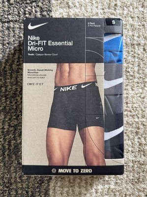Nike Men's Dri-FIT Essential Micro Trunks  3 Pack Black/Grey/Blue Sz Small NIB