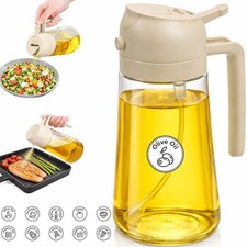 Glass Oil Sprayer Bottle with Pour Dispenser Olive Oil Bottle Spray Nozzle 470ml
