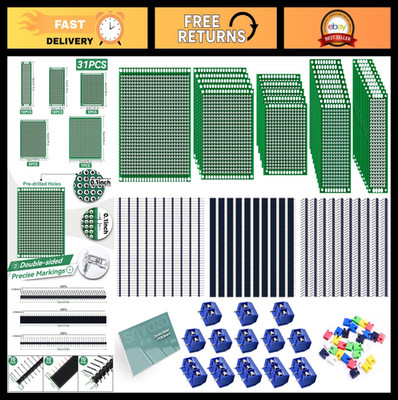 104pcs Double Sided PCB Board Kit for DIY Soldering, Arduino Projects & 40 Pin C
