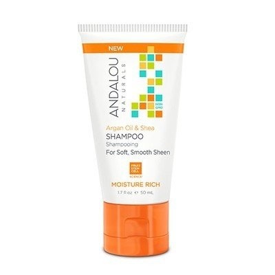 Andalou Naturals Шампунь с аргановым маслом и маслом ши, дорожный размер, 1,7 жидких унций, жидкость