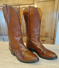 Vintage Nocona Leather Cowboy Boots Mens 7.5 D Tan Brown Western Made In USA