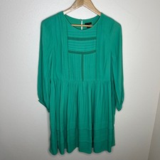 Ann Taylor Pleated Tiered Green Shift Dress 4