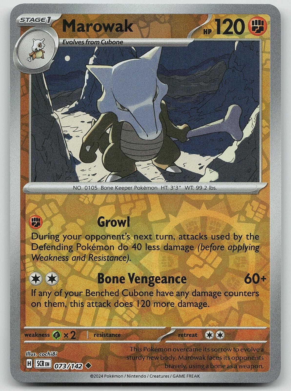 Pokemon Marowak 73/142 Stellar Crown Uncommon Reverse Holo NM