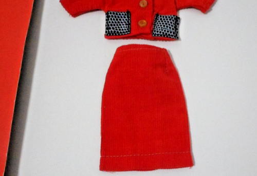 WENDY ELITE 1960'S VTG CORDUROY RED JACKET SKIRT UMBRELLA CLOTHES CLONE BARBIE - Picture 5 of 6