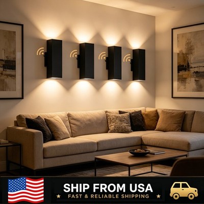 LETRY Light Sensing Rectangle LED Outdoor Wall Sconce Waterproof Wall Lam 4 Pack