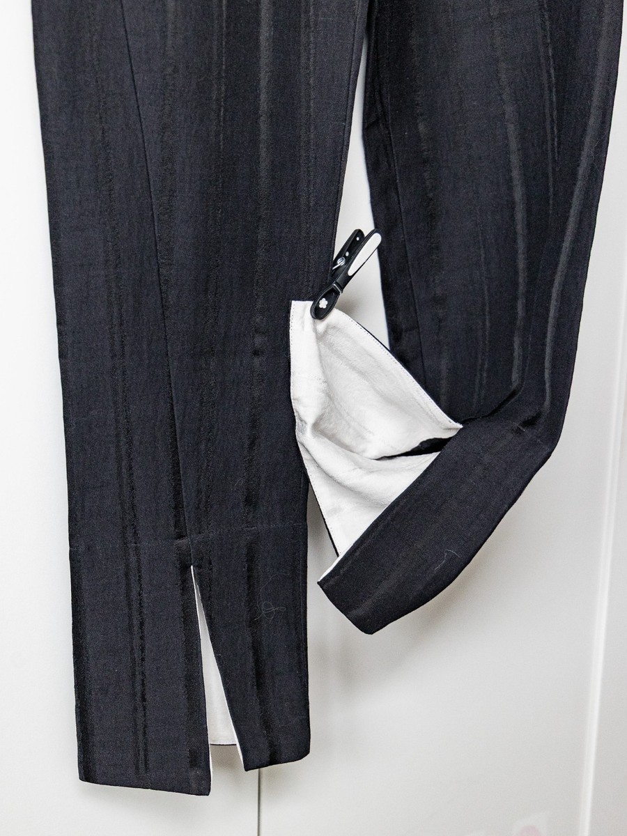 Ann Demeulemeester black striped cropped jacquard pants, FR36, XS