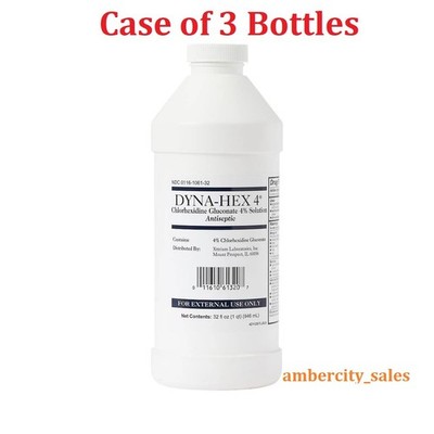 Dyna-Hex 4% CHG Liquid Bottle, 32 oz. Antiseptic (Case of 3 Bottles)