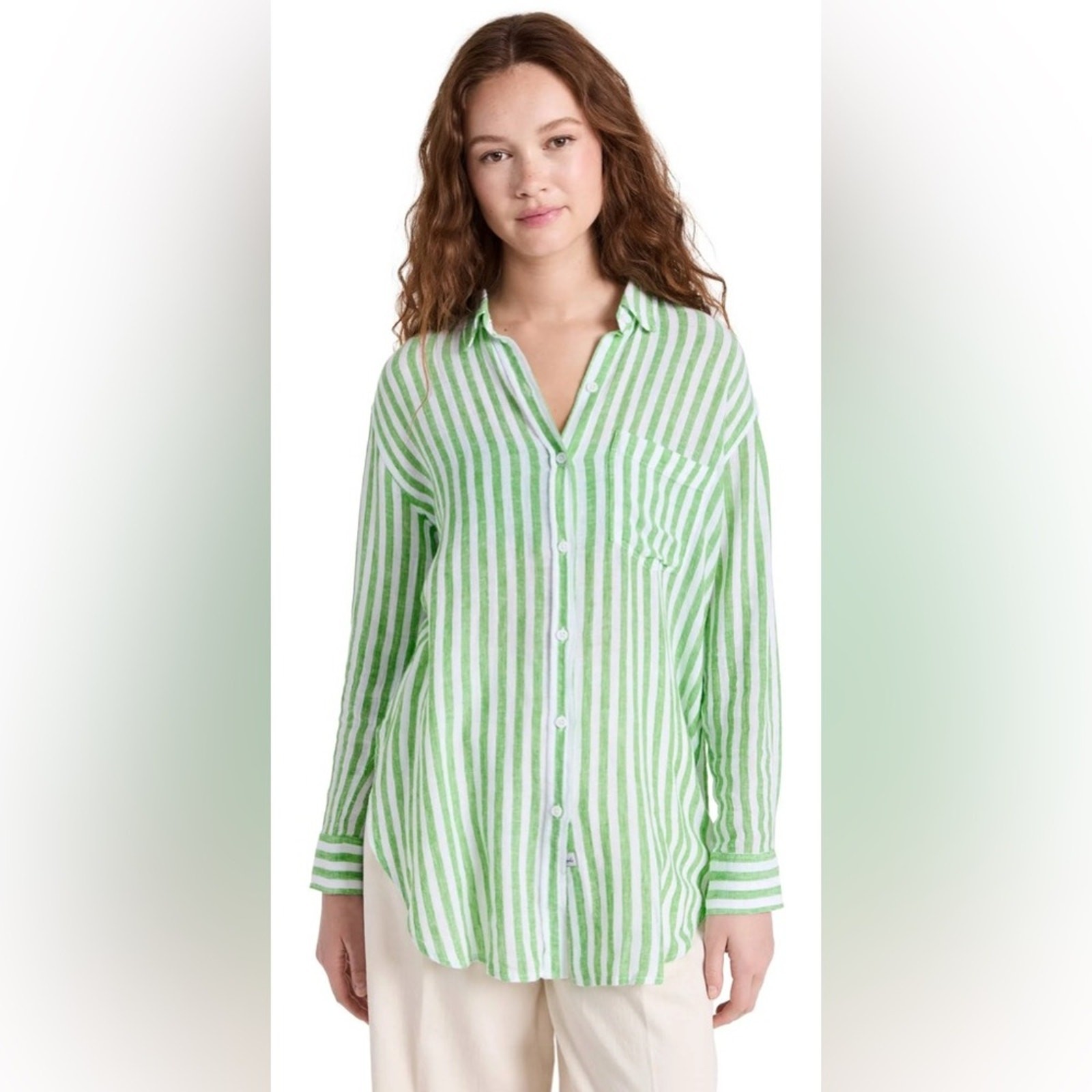 RAILS Jaylin Cayman Green Stripe linen blend ligh… - image 5