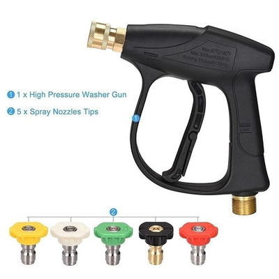 #ad 4000PSI High Pressure Washer Gun Car Wash Foam Spray Short Wand Nozzle Tips Set $11.99