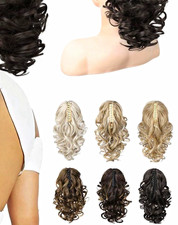 NEW Synthetic Ponytail Hair Extension Claw Clip/Drawstring Curly 12in Black