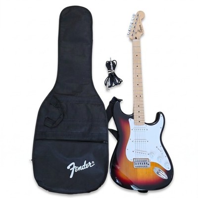 Squier by Fender Stratocaster Electric Guitar Bundle Sunburst W/ Gig Bag Cable