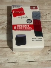 Hanes Originals Boys' 5-Pack Supersoft Boxer Briefs Tagless Size Medium 8-10