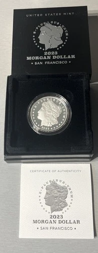 2023-S Proof $1 Morgan Silver Dollar Box, OGP & COA Coin Sleeve Slight Scratch