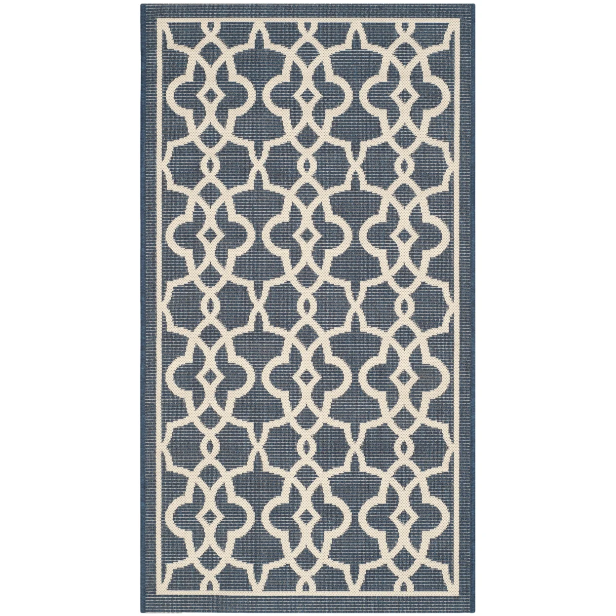 SAFAVIEH Courtyard Carlos Navy Beige 2x5 Indoor Outdoor Rug