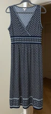 Max Studio Dress Blue Nautical A-Line Sundress Coastal Bohemian Women's Medium