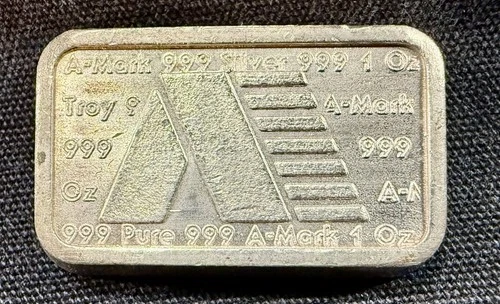 A- MARK 1 oz Troy Silver .999 Fine Silver Nugget  Bullion U.S.V.I. Ingot Bar