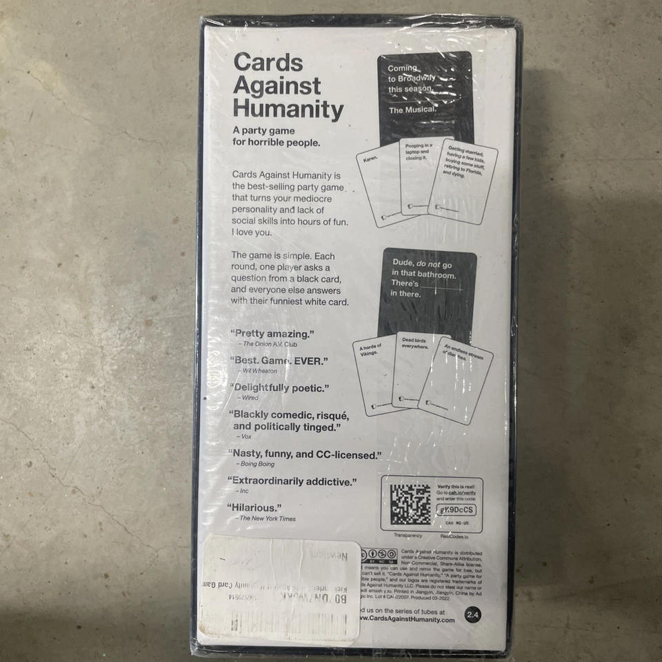Cards Against Humanity A Party Game for Horrible People, Main Game 2022 Update - Image 3 of 3