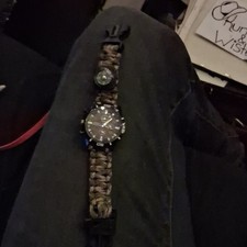 Paracord Survival Watch w/ Compass, Analog Qu...