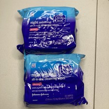 Lot of 2 Clean Clear Night Relaxing All In One Face Cleansing Cloths Wipes