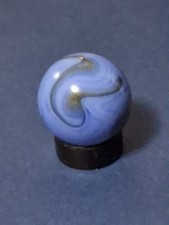 Vintage Akro Agate Blue Oxblood Shooter Marble UV Reactive .95" Mint FREE SHIP 