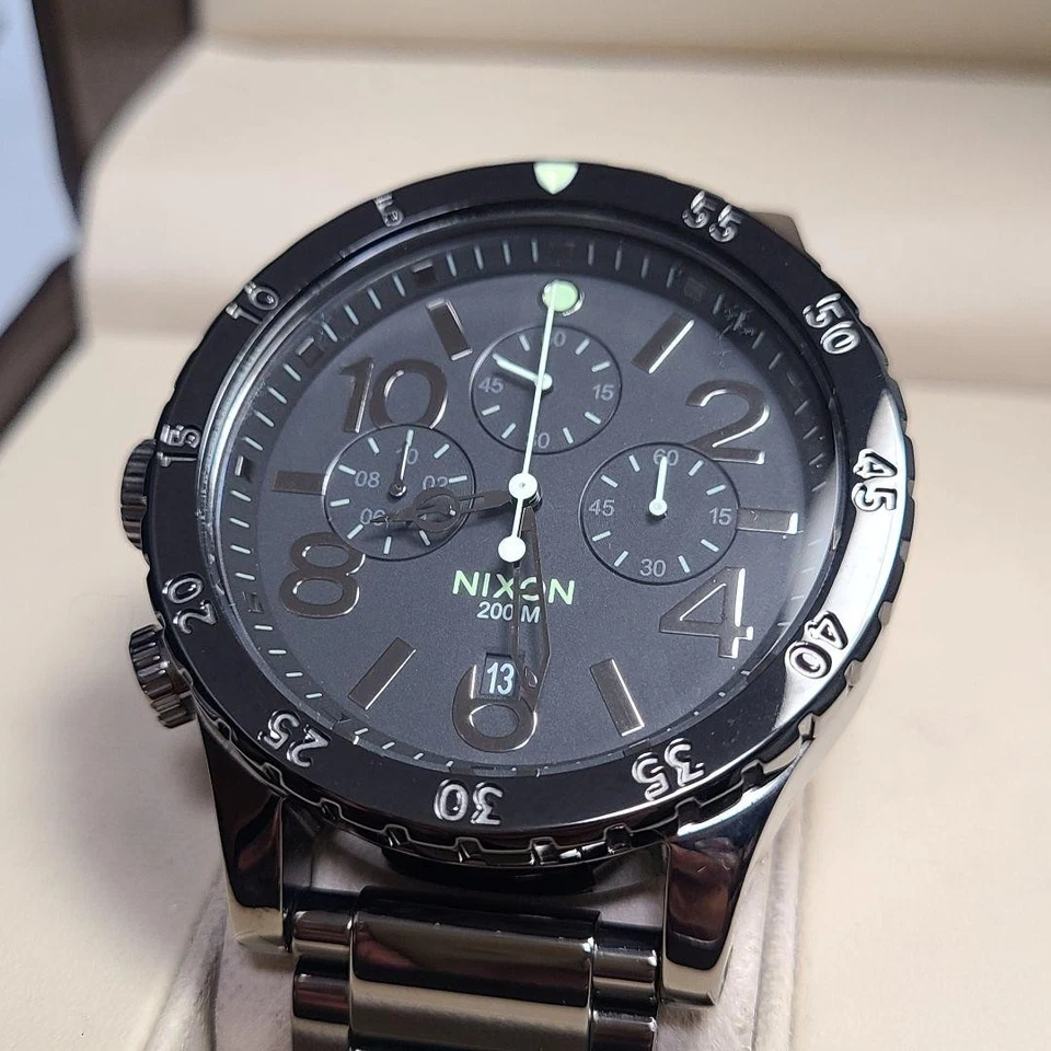 NIXON 48 20 Cronógrafo Cuarzo Reloj de Pulsera Hombres Highpolish Negro... - Imagen 3 de 4