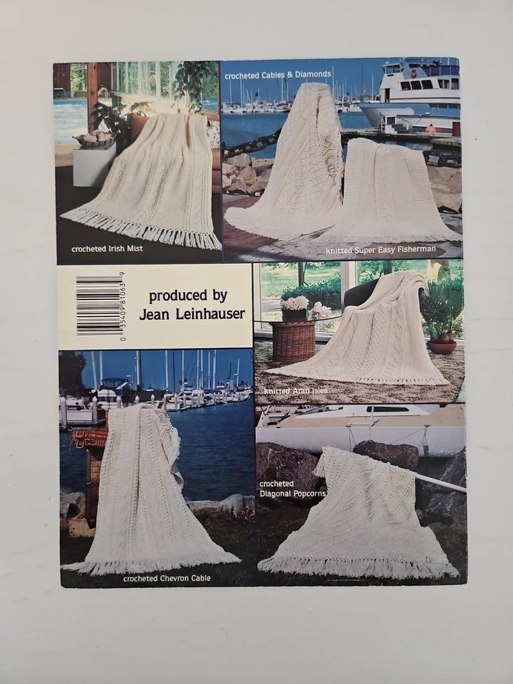 American School Of Needlework FISHERMAN AFGHANS Knit Crochet Pattern Book #1063 - Image 3 of 4