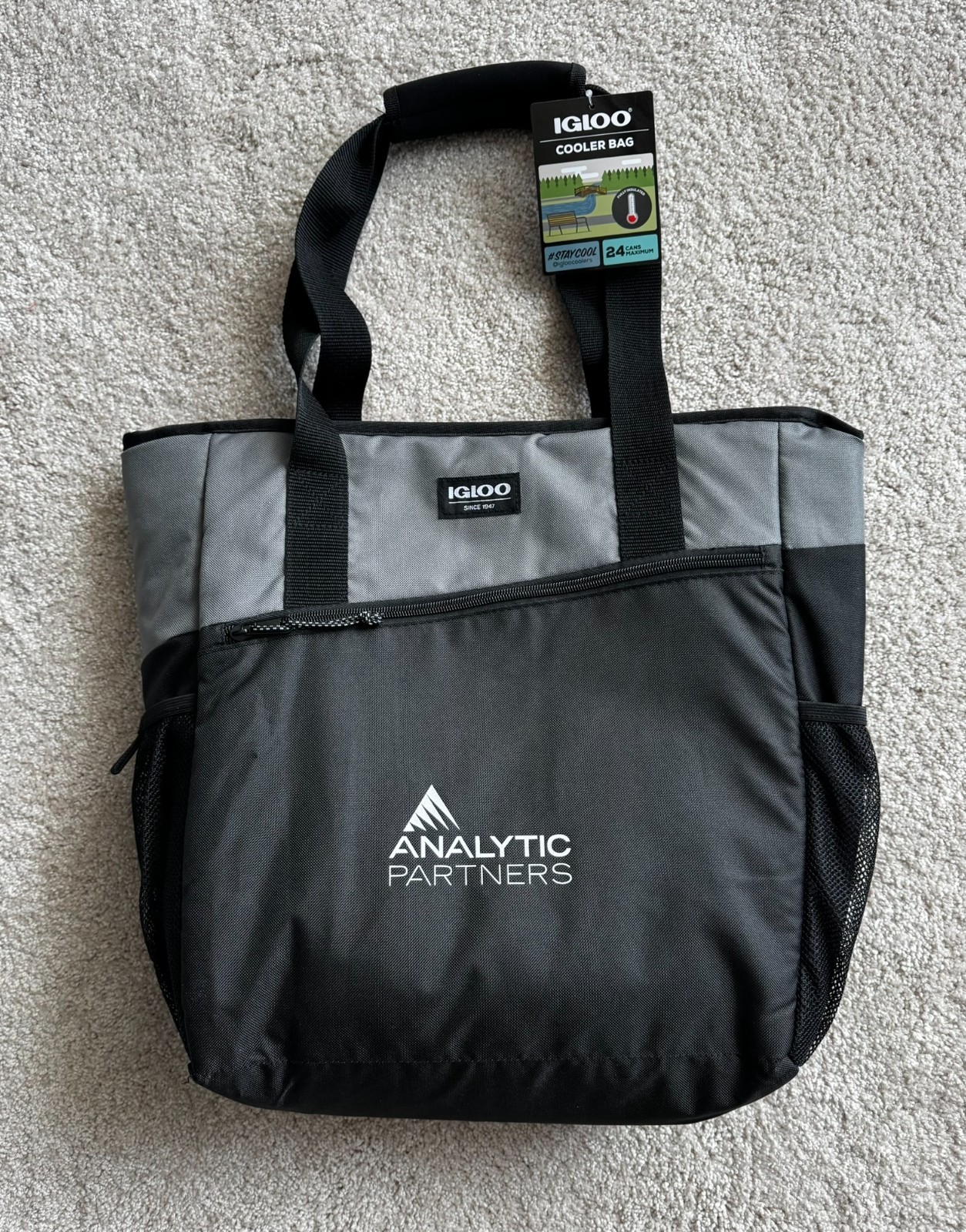 Tote Bag 24-can Black With Side + Front Pockets *new Never U