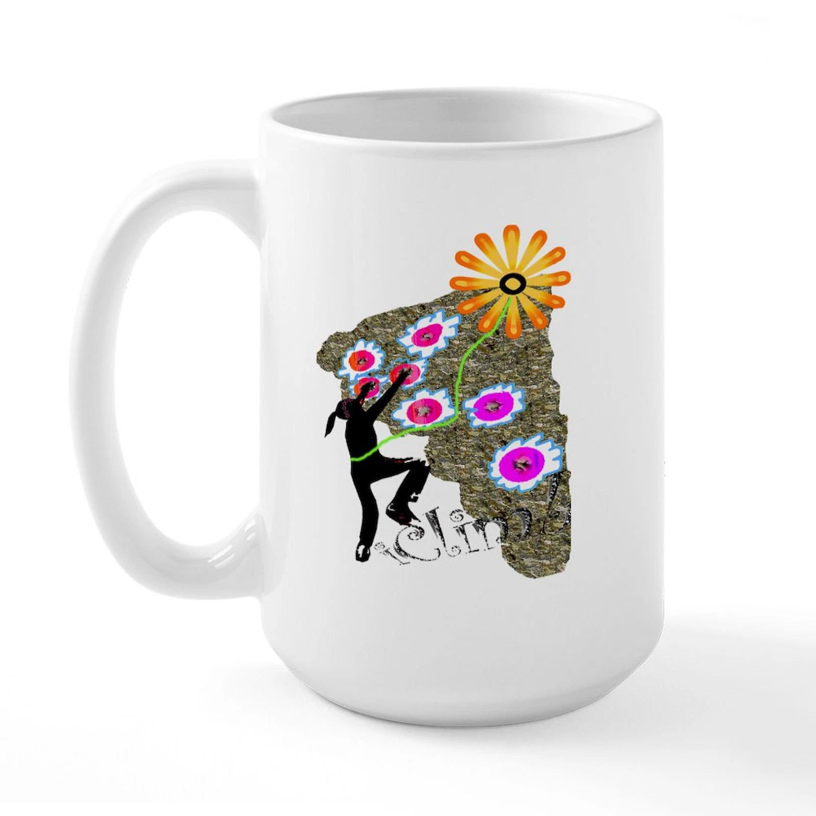 Floral Climbing Girl Design Oversized Coffee Mug  
