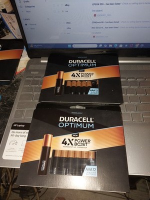 ( 2 packs) Duracell Optimum AAA Alkaline Batteries 12-Pack New Unopened