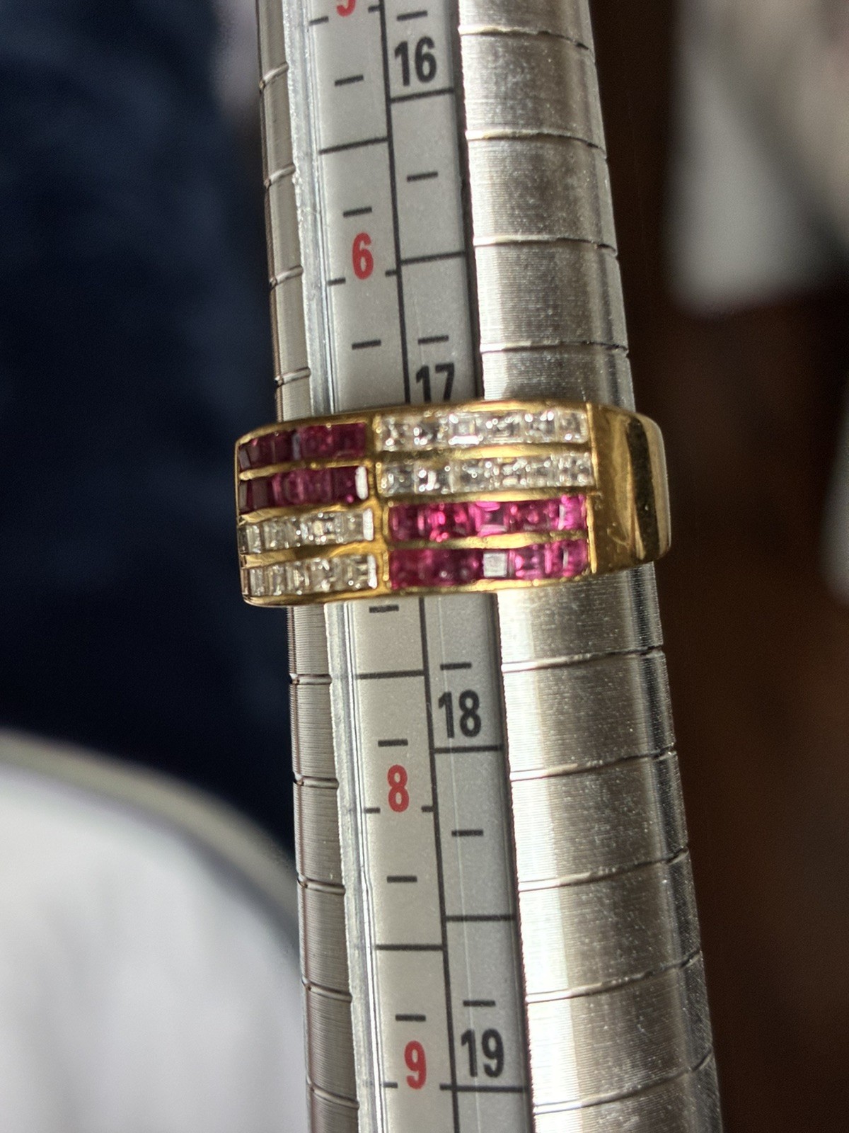 14 kt solid gold diamond and ruby ring - image 6