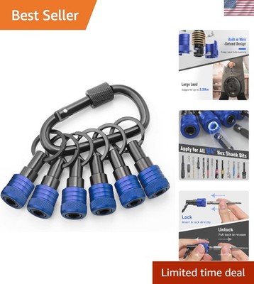 Non-Slip Bit Holder 6Pc, 1/4'' Drill Bit Holder Key Chain with Carabiner