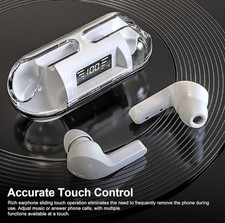 TWS Wireless Earbuds Transparent Case LED Display Touch Control Bluetooth 5.3
