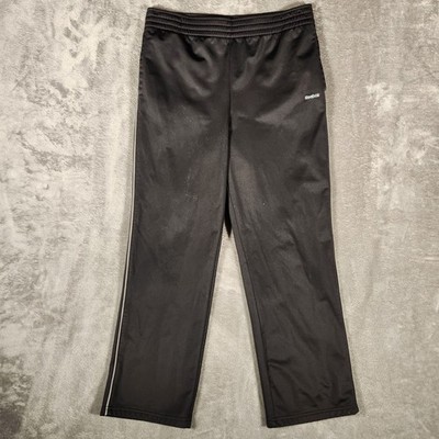 Reebok Track Pants Boys Size L 14-16 Black Good Side Stripe Athletic Joggers